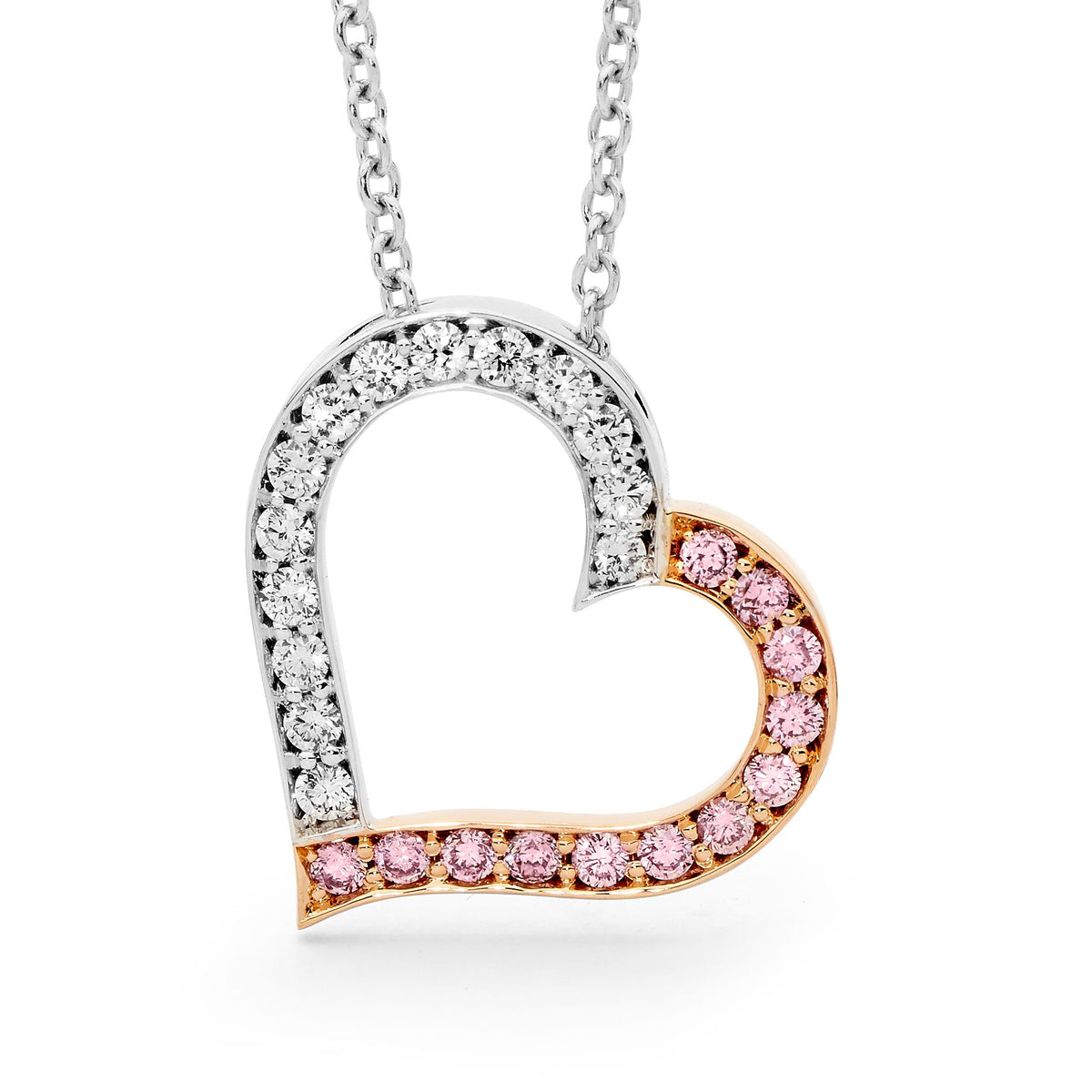 9ct White & Rose Gold Pink Diamond Pendant main image 1