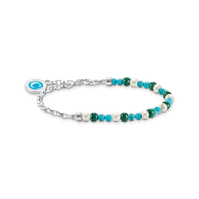 Thomas Sabo Turquoise Bead Silver Charm Bracelet | Peter Jackson