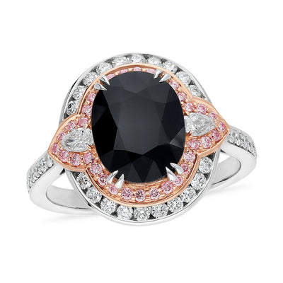 18 Carat Sapphire, Argyle Pink & White Diamond Ring