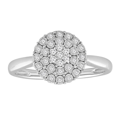 0.15Ct Diamond Cluster Dress Ring In 9Ct White Gold